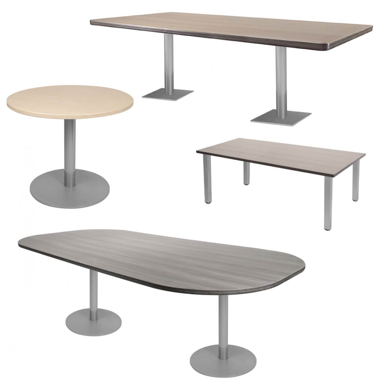 Fixed-height work and meeting tables
