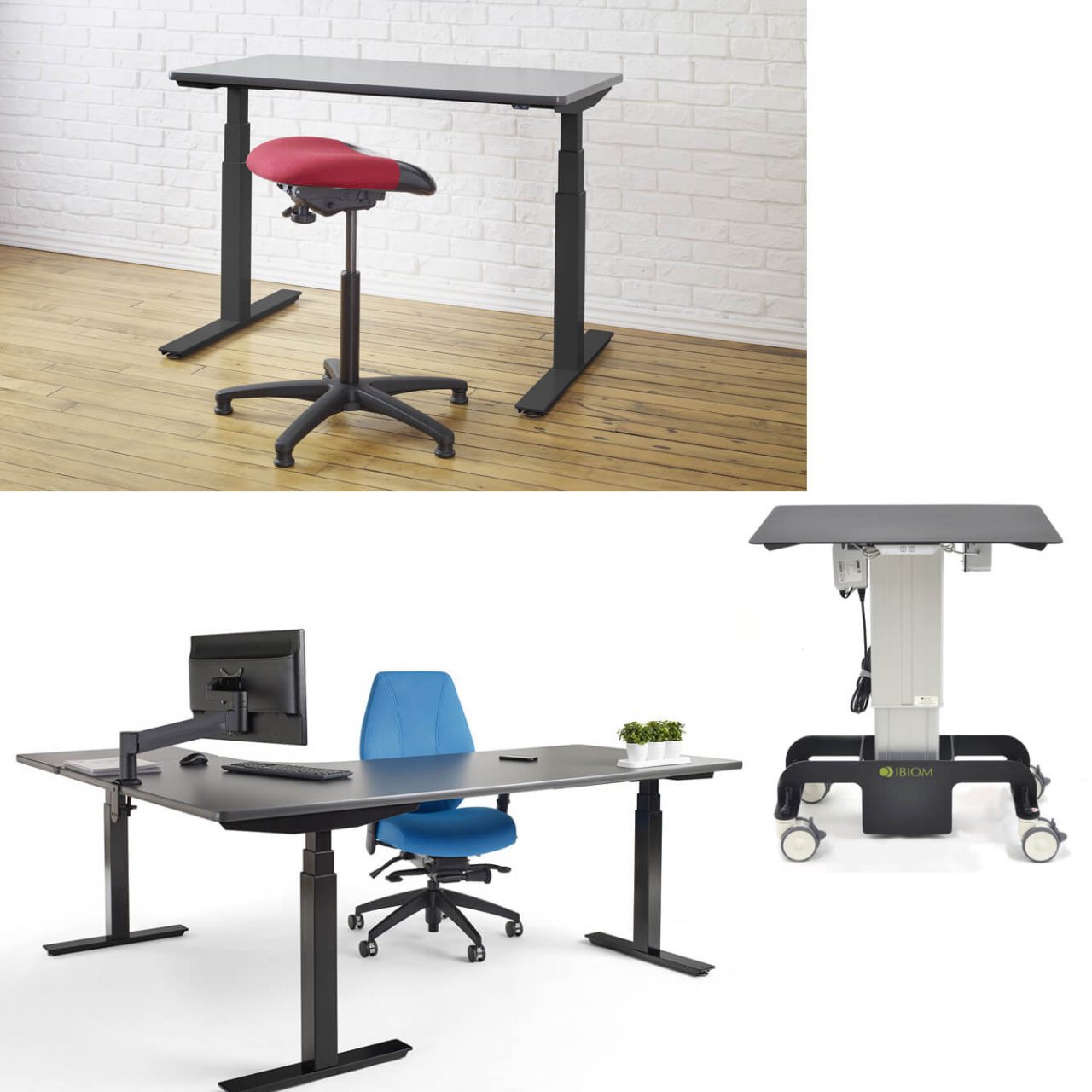 Adjustable desk for sit-stand work